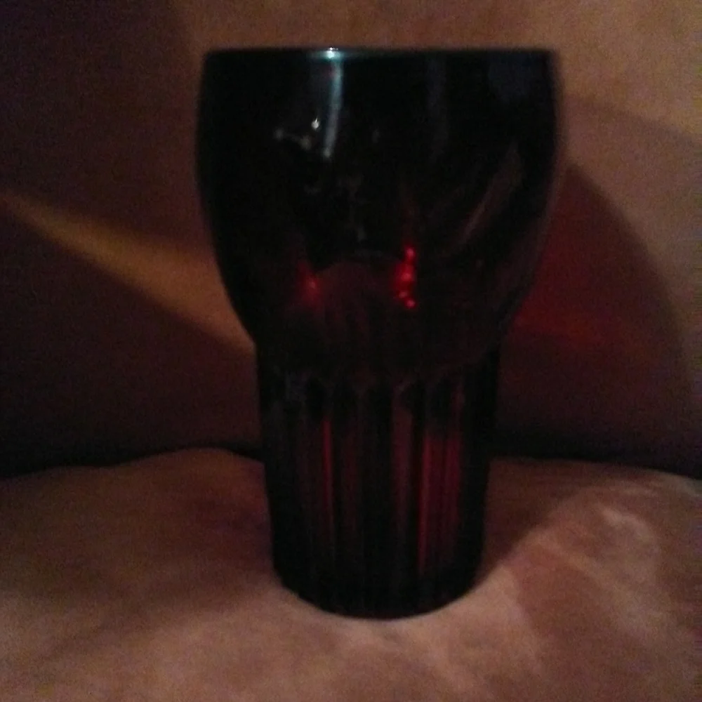 Rare Antique Ruby Red Ribbed Vintage Glass Vase Manhattan Anchor Hocking 30s 40s